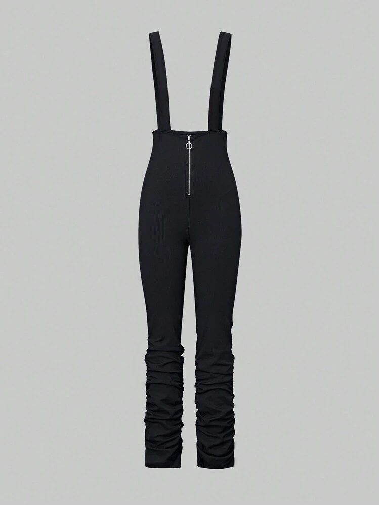 VaVaBold Kvinnors Justerbar Rem Smal Jumpsuit - Svart - Visa 1