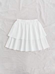 Soleia Women's Double Layer Ruffle Hem Skirt - White - View 4