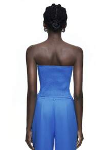 Maija Quý cô Bustier Áo không dây - Màu xanh lam - Xem 9