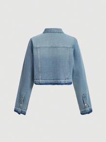 SHEIN MOD 女士長袖牛仔外套 - 淺色水洗藍 - 查看 2