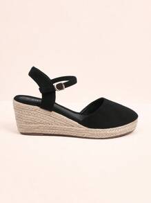 Styleloop 女士编织绳厚底坡跟凉鞋，波西米亚风格，复古美式西部音乐节派对装 - 黑色 - 查看 9