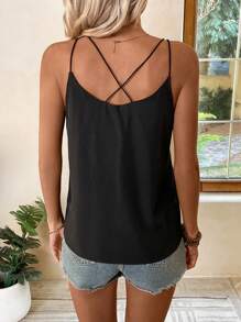 Breezaya Women's Beaded Cross Back Camisole Top