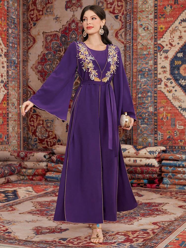 Women's Embroidery Decor Color Block Trim Jumpsuit Fall Cloth For Women
