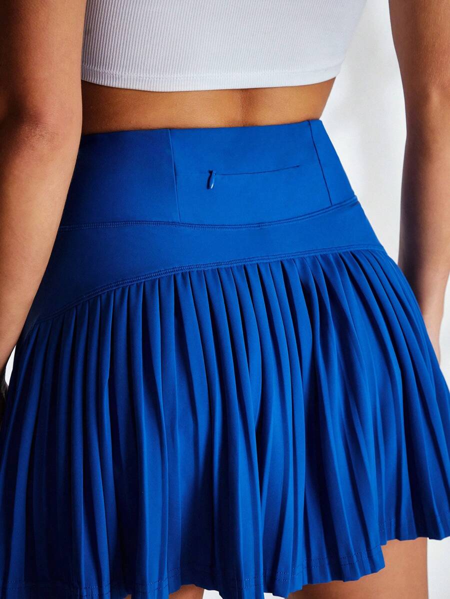 VARSITIE Sports Tennis Basic  Pleated   With  Athletic Skirt - Royal Blue - View 1