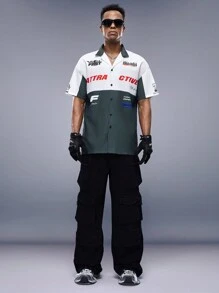 Manfinity VCAY 男士字母圖案拼色寬鬆襯衫 - 彩色 - 查看 6