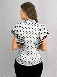 SHEIN Privé 波點印花肩帶吊帶領結領口上衣 - 彩色 - 查看 2