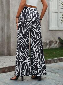 SHEIN Clasi Loose-Fitting Printed Wide-Leg Pants For Women - Multicolor - View 2