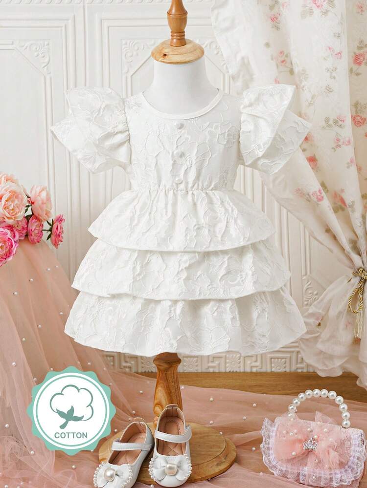 Baby Girl Elegant Gorgeous Jacquard Dress For Daily, Casual, And Special Occasions In Spring And Summer