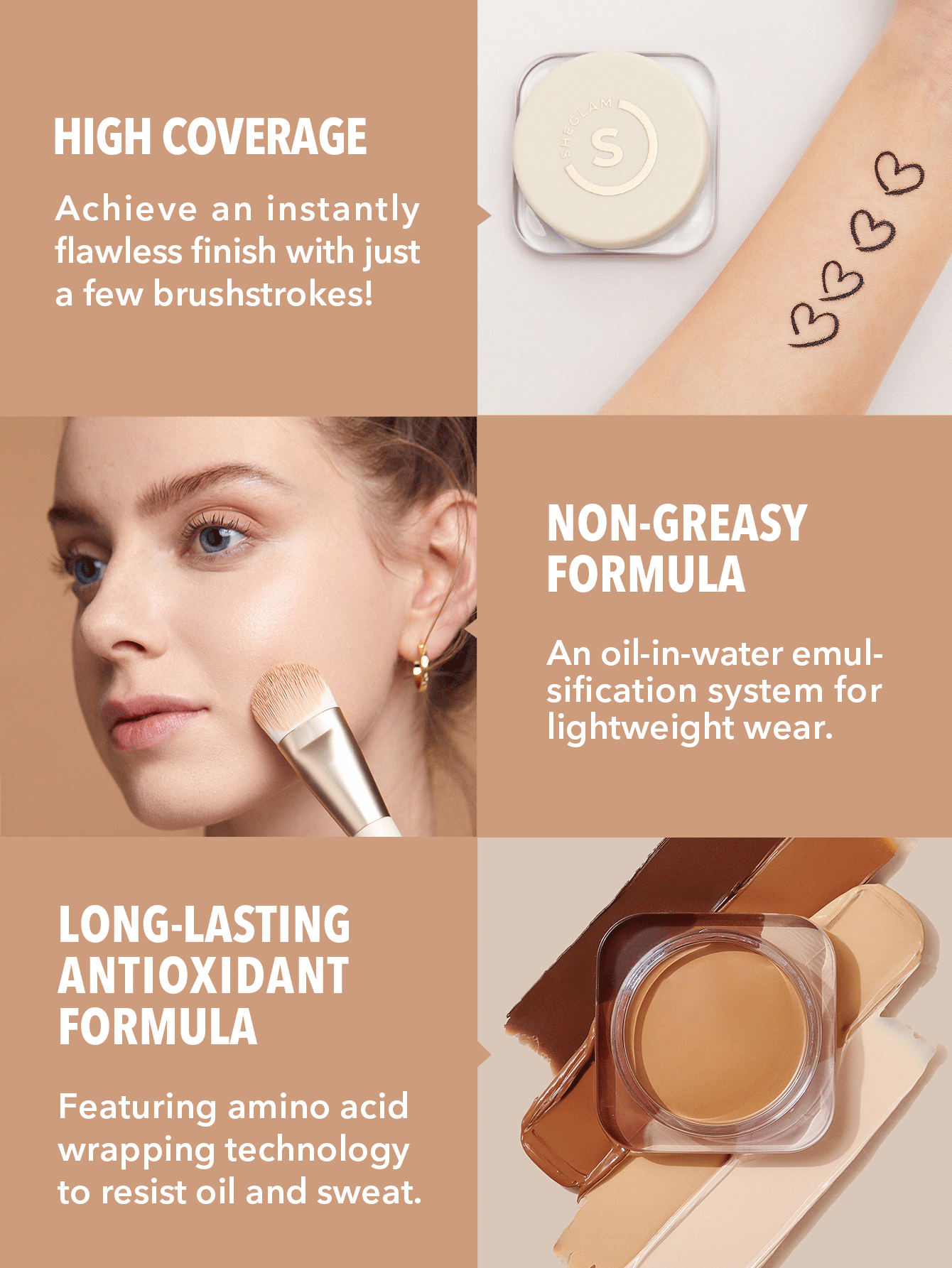 SHEGLAM Skinfluencer Full Coverage Foundation BalmĐồ sứ SHEIN