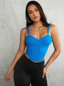 SHEIN BAE Blue  Bandage Dip Hem Bust Cup Corset