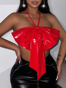 Zolique Women's Bowknot Decorated Halter Top