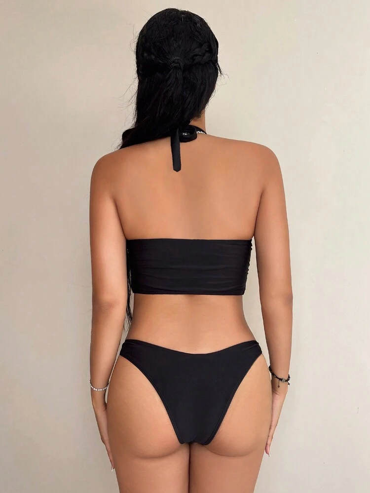 Women's Solid Color Swimwear Set Summer