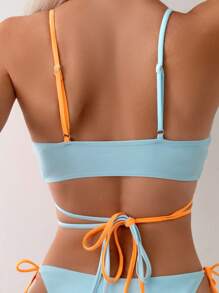 SHEIN Swim Summer Beach Hollow Out Decor Strap Bikini Set