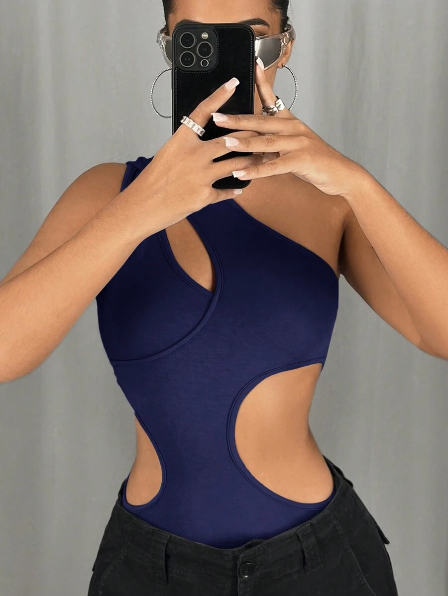 SHEIN ICON 女士一字肩空心連體衣