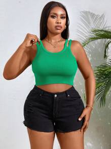 Maweii Plus Size Women's Sleeveless Knit Top - Green - View 1