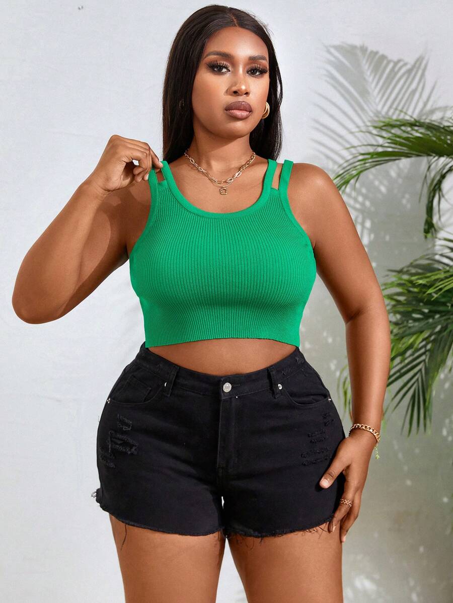 Maweii Plus Size Women's Sleeveless Knit Top - Green - View 1