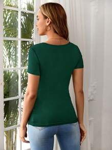 SHEIN 孕妇纯色短袖哺乳T恤