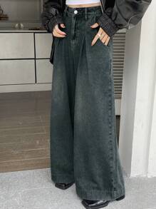 Dazy Star Women's Vintage Loose Fit Wide Leg Jeans For Casual Wear,Baggy Jeans - Dark Wash - View 1