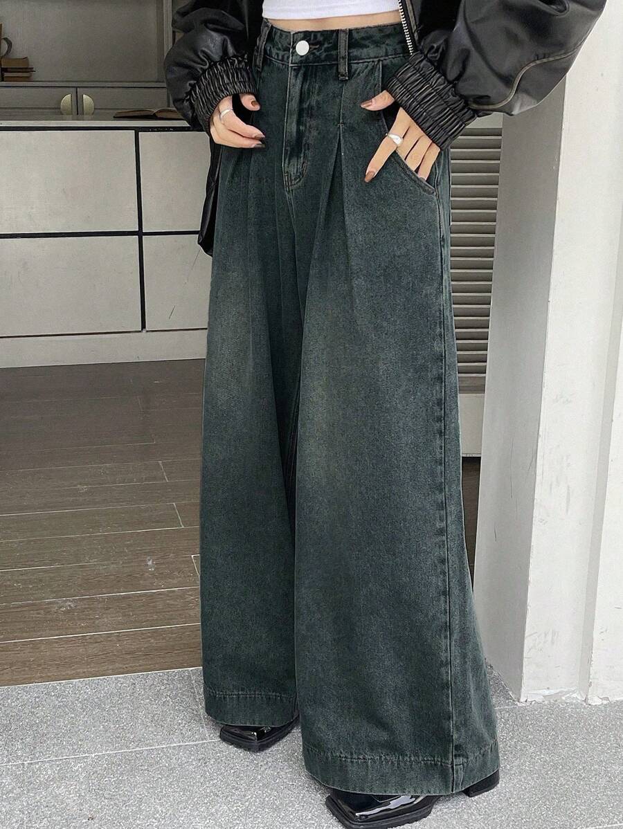 Dazy Star Women's Vintage Loose Fit Wide Leg Jeans For Casual Wear,Baggy Jeans - Dark Wash - View 1