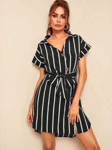 Chiquease Women's Random Printed Batwing Sleeve Shirt Dresses - Multicolor - View 1