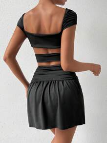 Chiquease Hollow Out Tie Dress For Women - Black - View 2