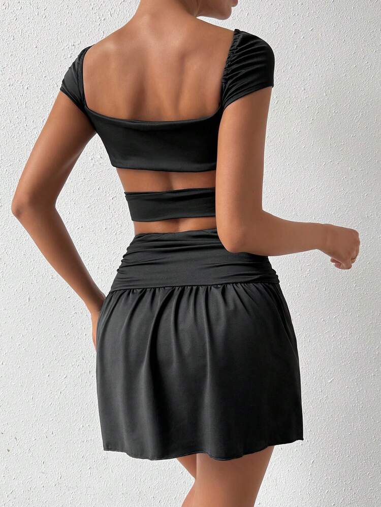 Hollow Out Tie Dress For Women