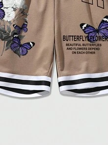 ROMWE MEN Street Life Nam Giải trí Slogan In Quần short , Thích hợp Cho mùa xuân Và Mùa hè - màu nâu - Xem 8