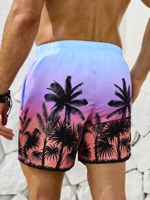 Manfinity Nam Màu sắc thay đổi dần In cây dừa Quần short đi biển - Nhiều màu - Xem 2