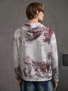 Manfinity VCAY Men's Knitted Casual Long Sleeve Hooded Sweatshirt, For Fall Winter - Red and White - View 2