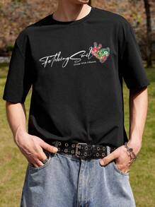 Manfinity VCAY Men's Knitted Crewneck Short Sleeve T-Shirt - Black - View 1