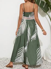 SHEIN VCAY Váy ren hở vai in họa tiết cây mùa hè cho nữ - Nhiều màu - Xem 2