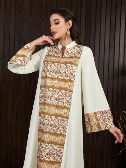 Al Najma Arabic Printed Long Sleeved Dress