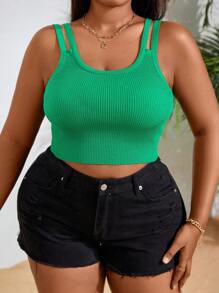 Maweii Plus Size Women's Sleeveless Knit Top - Green - View 4