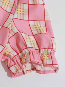 SHEIN Unity 旗袍扣緊短袖束繩細節連衣裙 - 彩色 - 查看 3