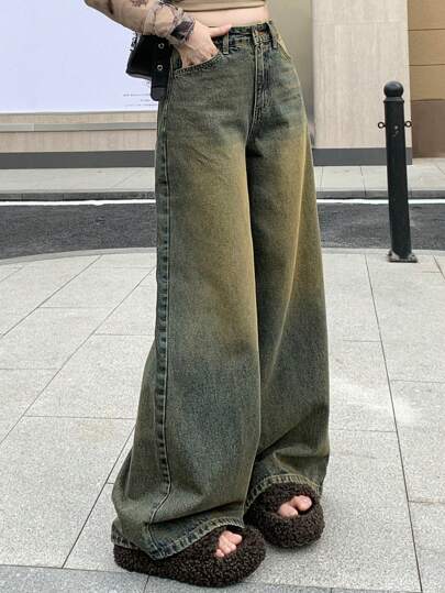 DAZY Women's Retro Loose Fit Denim Jeans,Baggy Jeans