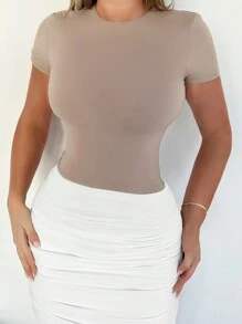 SHEIN SXY 白色長款針織女裙，有褶紋，優雅 - 白色 - 查看 7