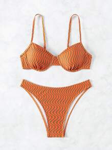 SHEIN Swim Women's Summer Beach Allover Print Spaghetti Strap Bikini Set Bathing Suit - Multicolor - View 6