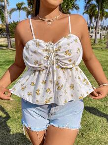 SHEIN Unity Plus Size Women's Floral Print Camisole Top - Multicolor - View 1