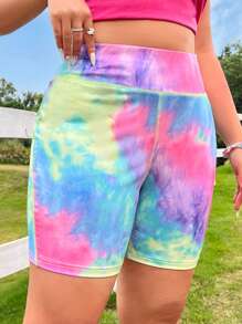 SHEIN Qutie 大码夏季扎染印花短裤