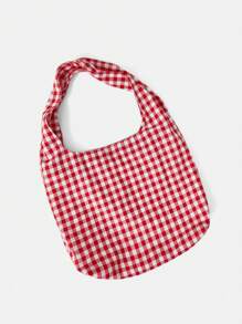 SHEIN MOD Sac à bandoulière à carreaux rouges mignon pour filles et femmes, pour l'été, l'école, le pique-nique, avec une grande capacité, sac pour l'école, les adolescents, les étudiants, pour les livres, la Saint-Valentin