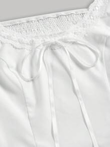 SHEIN MOD 女性短袖泡泡領上衣和人魚裙裝套裝 - 白色 - 查看 3