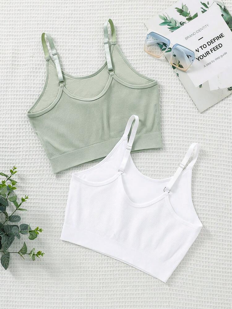 Teen Girl Seamless Knitted Solid Color Sports And Casual Two Pieces Set