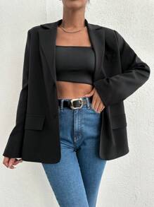 EURMUSE Blazer Negro Extragrande - Negro - Ver 4