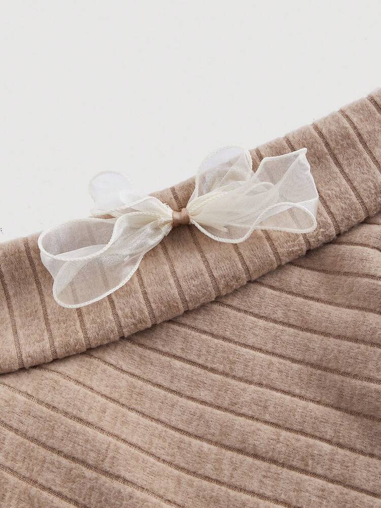 Women's Bow Decorated Off Shoulder Long Sleeve T-Shirt