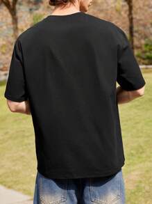 Manfinity VCAY Camiseta Casual De Cuello Redondo De Punto Para Hombre