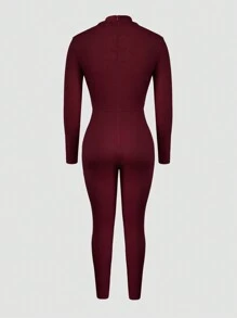 Zolique 女士空心心形閃亮紅色連身衣