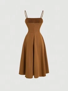 SHEIN MOD Women's Cross Strap Cami Dress - Brown - View 2