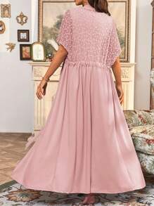 SHEIN Maternity Embroidery Mesh Cardigan And Sleeveless Dress Set - Pink - View 2