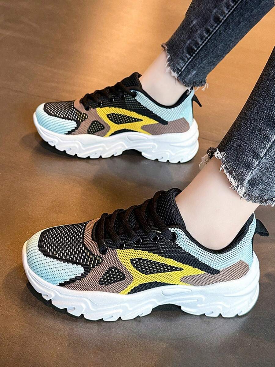 Của phụ nữ Đúng mốt Lace-up Khối màu Giày thể thao Với Lưới thoáng khí Và Đế - Nhiều màu - Xem 1