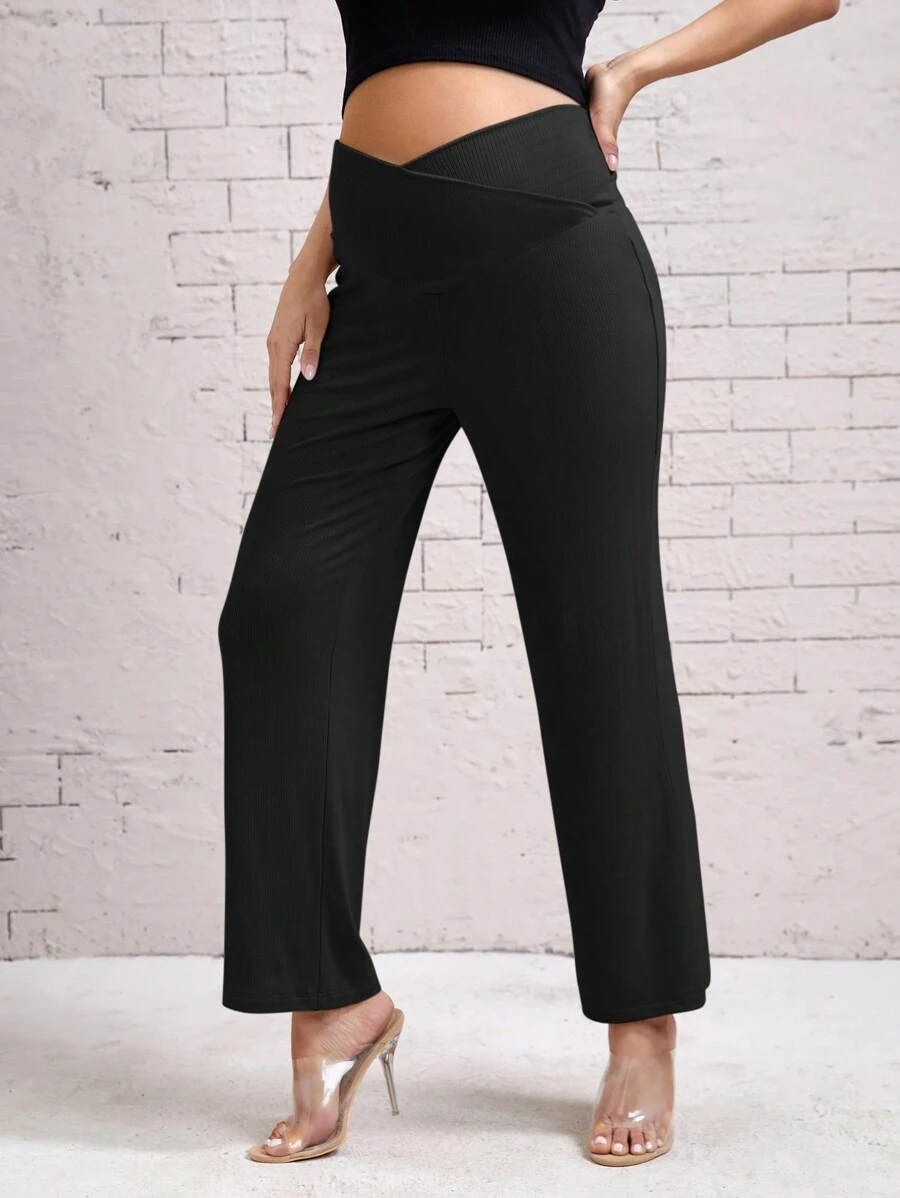 SHEIN Maternity Asymmetrical Waist Solid Color Pants